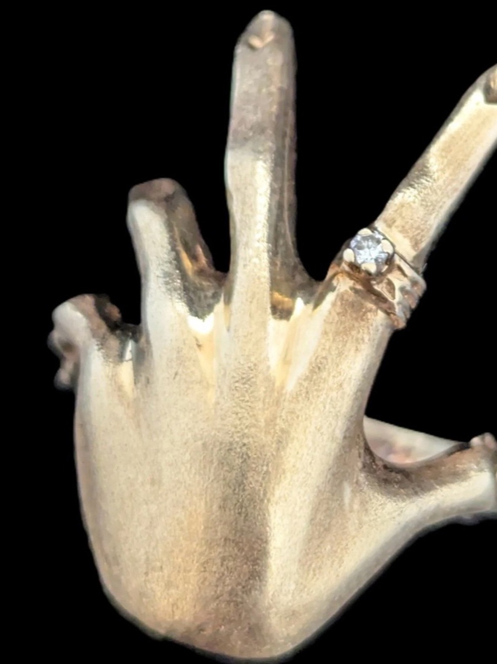 Vintage 1970s 14K Yellow Gold Modernist Diamond Statement Ring - 7.58 G - Sz 7.5 - Picture 2 of 12